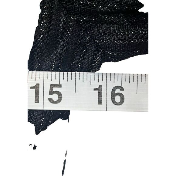 Sexy Y2k Crop Black Sheer Mesh Glitter Bell Sleeve Top Blouse L Gothic Vampy - Picture 6 of 9
